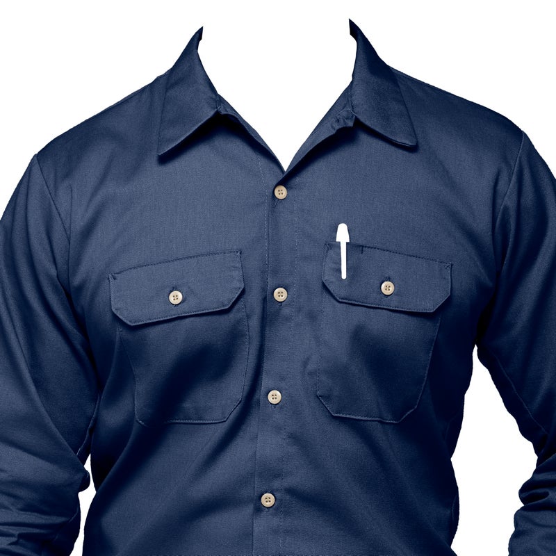 Bulwark FR Bulwark Men's Flame Resistant 7 oz Cotton Work Shirt with Sleeve Vent, Navy, 2X-Large - Image 3